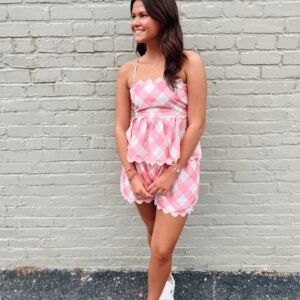 Gingham Ric Rac Trim Short Set